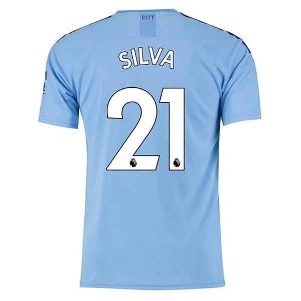 Camiseta Manchester City NO.21 Silva 1ª 2019-2020 Azul